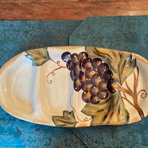 Hand painted ceramic 4 compartment serving platter
